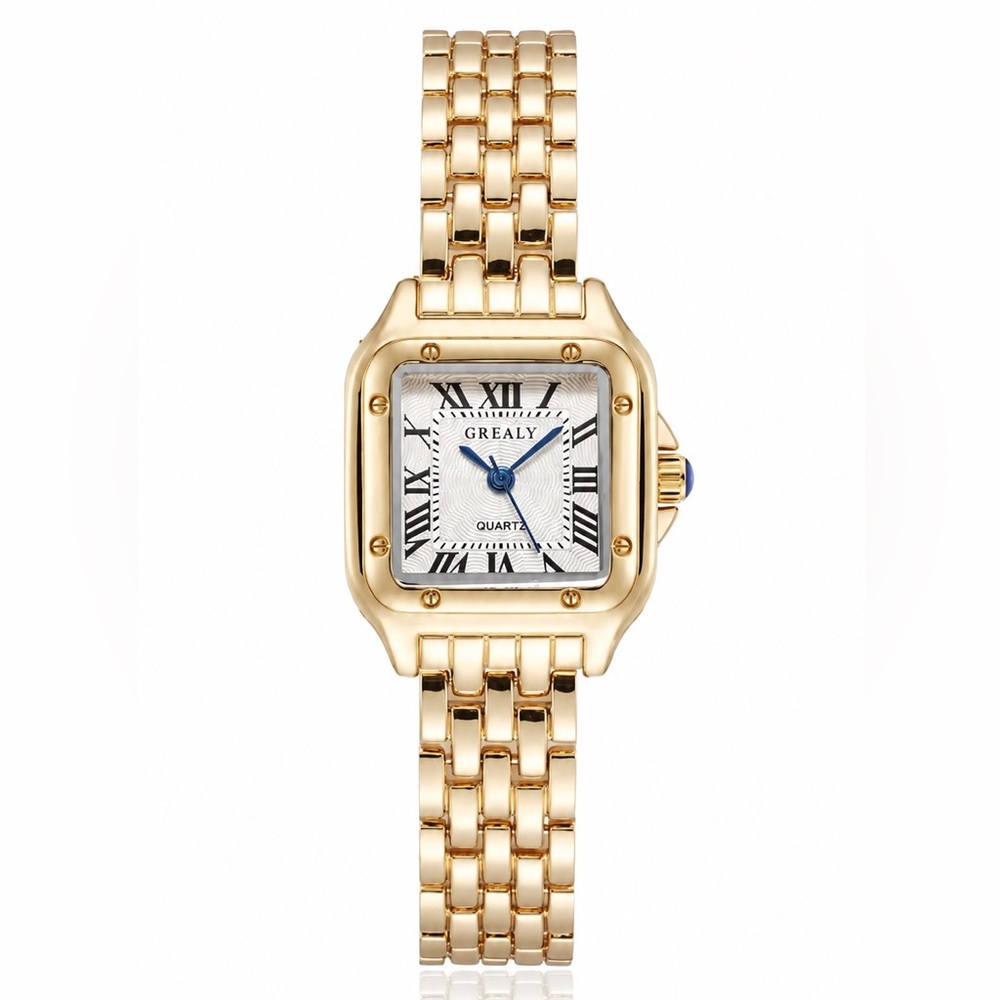Gold Tone Square Bracelet Watch - Quartz